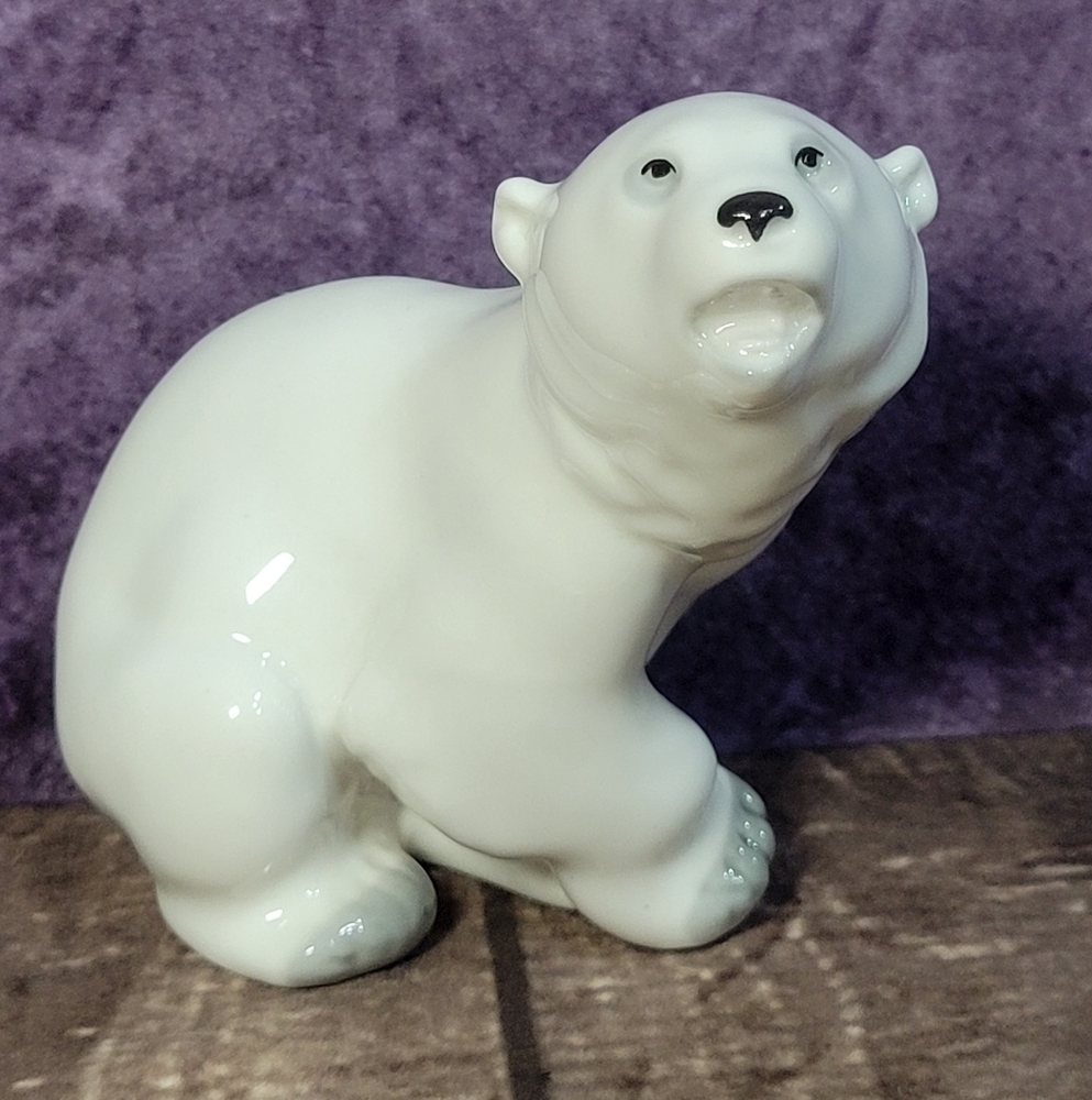 Lomonosov USSR Imperial Porcelain Polar Bear Cub Figurine